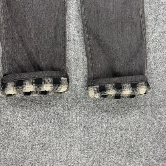 NWT Eddie Bauer Boyfriend Flannel Lined Midrise Straight Jeans Charcoal Size 2 - Picture 7 of 12